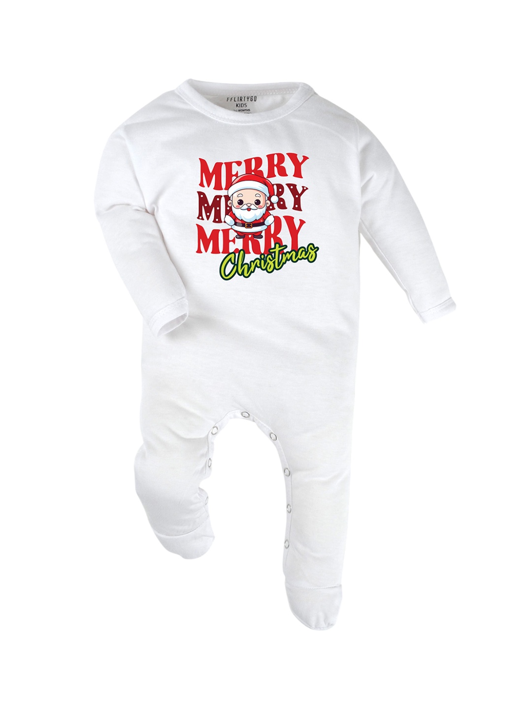 

FFLIRTYGO Kids Infants Printed Pure Cotton Sleepsuit, White
