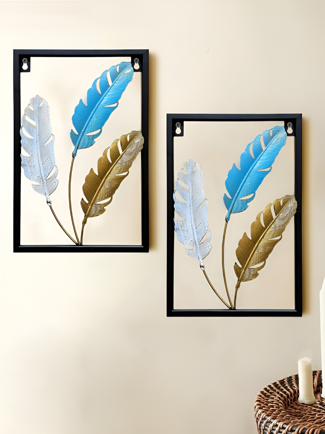 

Art Street Gold-Toned & White 2 Piece Synthetic Wood Floral and Botanical Wall Paintings