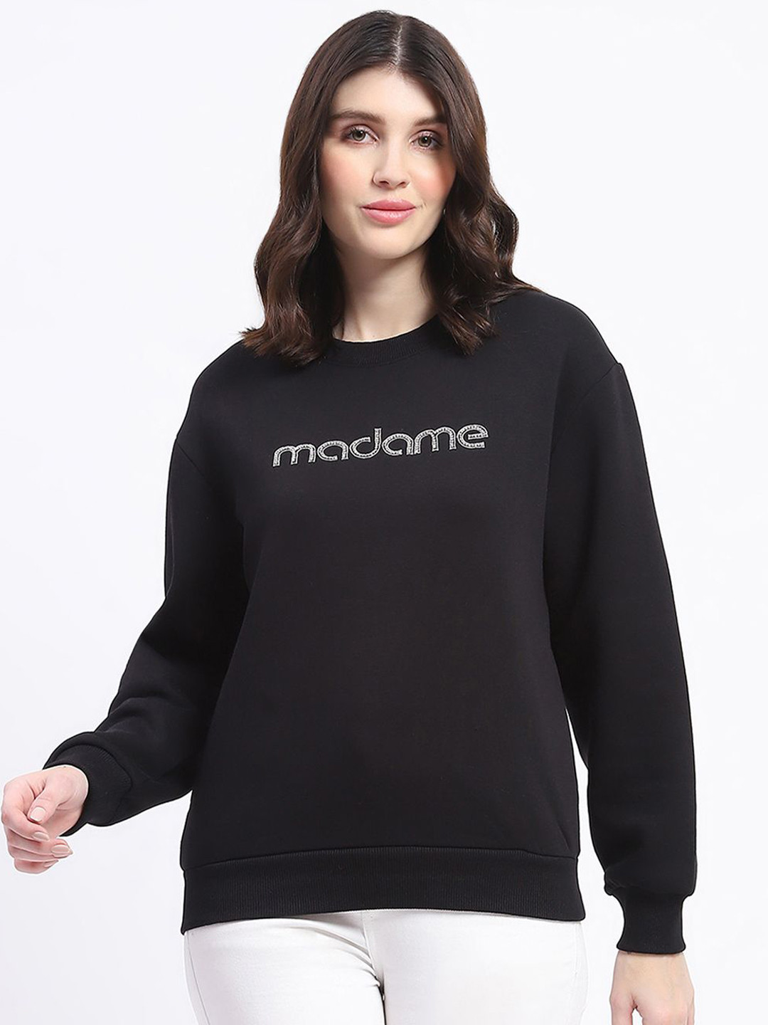 

Madame Women Printed Sweatshirt, Black