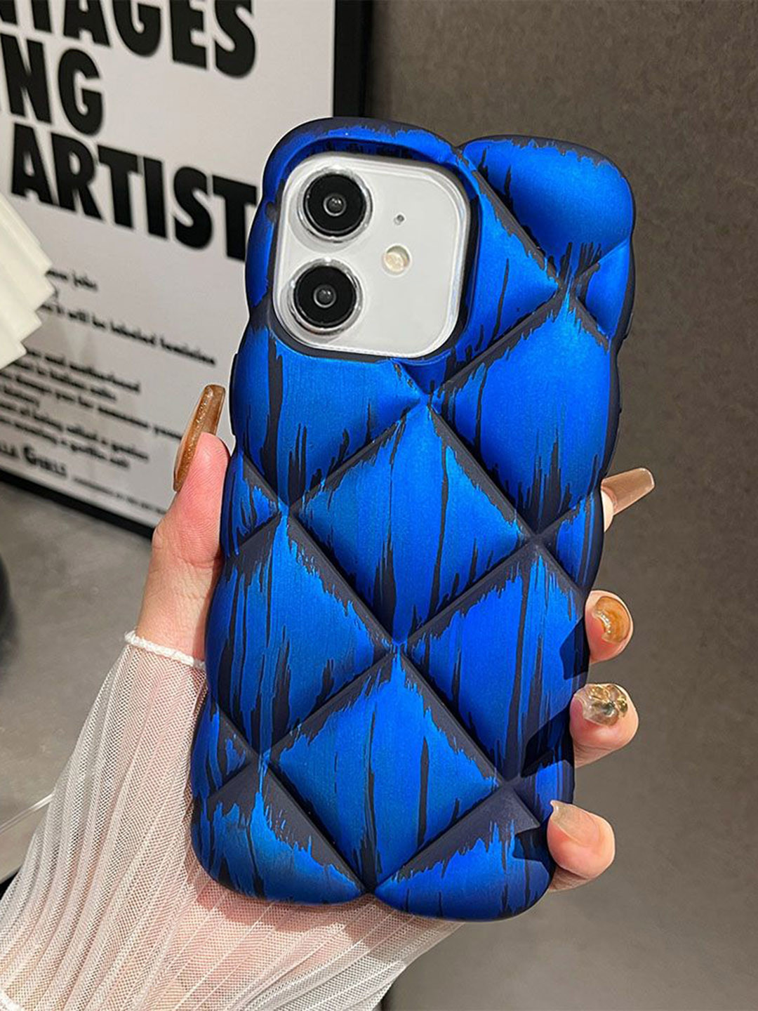 

Luxury Kase Solid Printed iPhone 12 Back Case Mobile Accessories, Blue