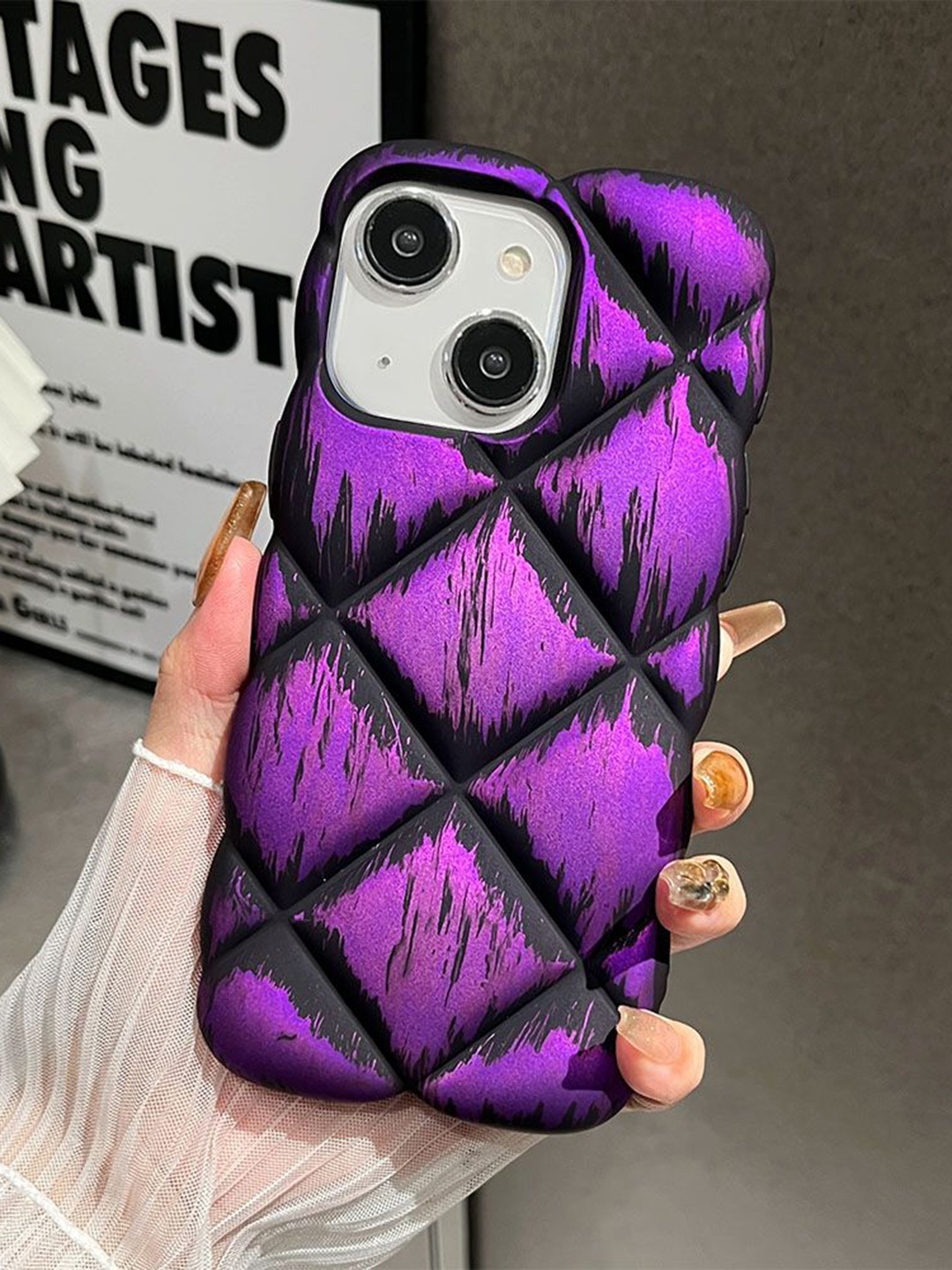 

Luxury Kase Solid Printed iPhone 14 Back Case Mobile Accessories, Purple