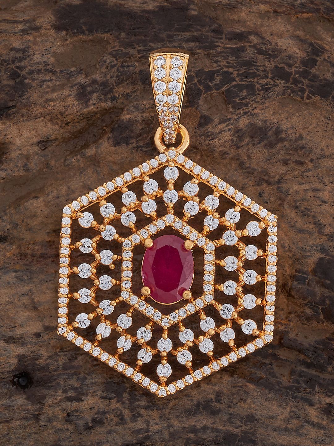 

Kushal's Fashion Jewellery Gold-Plated Geometric Pendants, Red