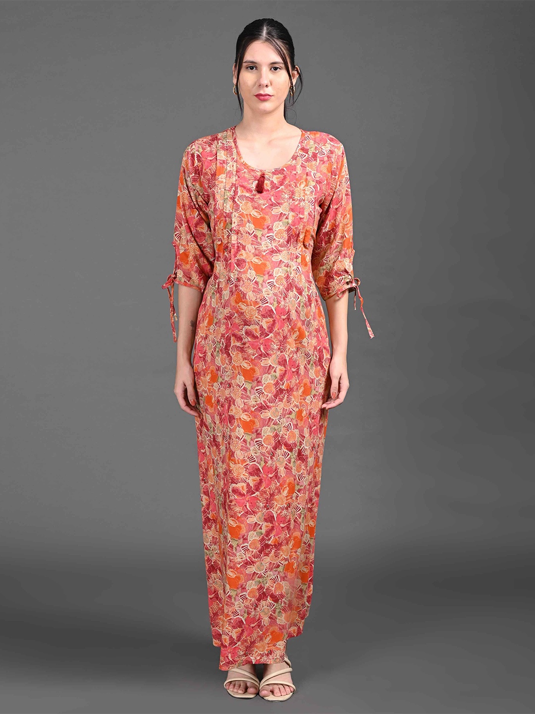 

GOLDSTROMS Floral Print Maternity Maxi Dress, Orange