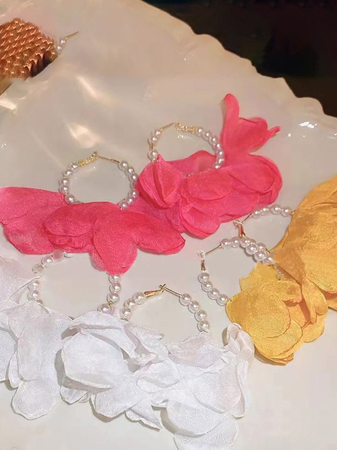 

StyleCast x Revolte Floral Half Hoop Earrings, White
