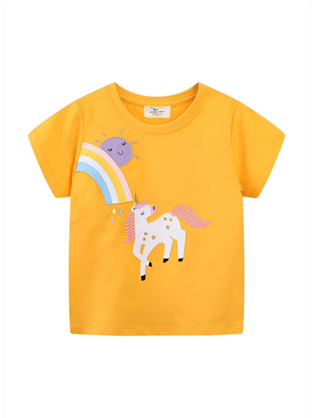 

LULU & SKY Girls Printed Applique T-shirt, Yellow