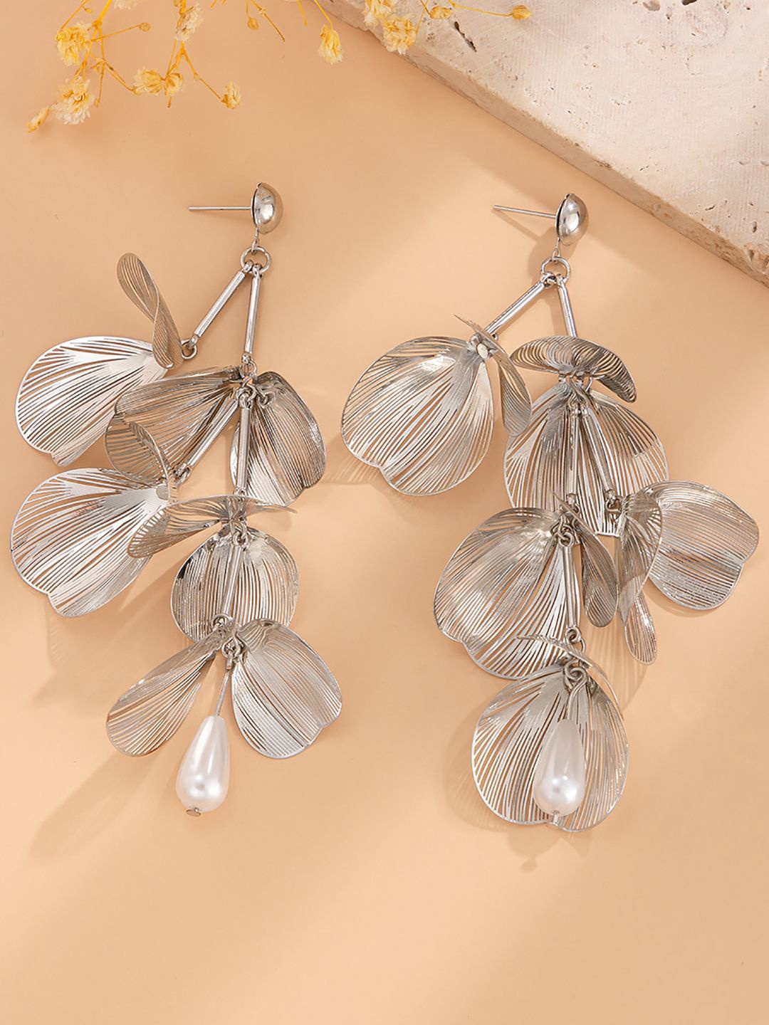 

StyleCast x Revolte Floral Drop Earrings, Silver