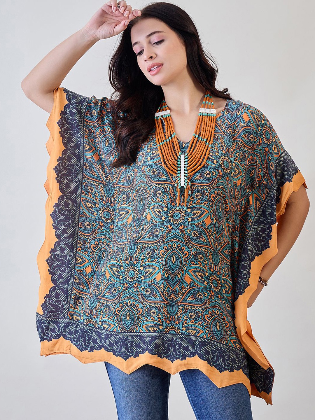 

The Kaftan Company Print Kimono Sleeve Kaftan Top, Multi
