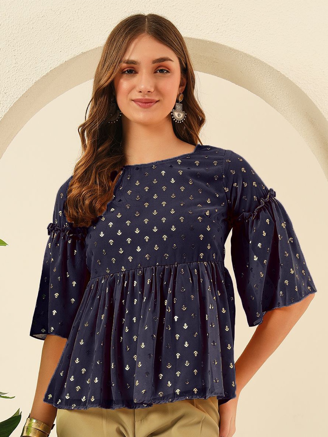 

Anouk Rustic Print Top, Blue