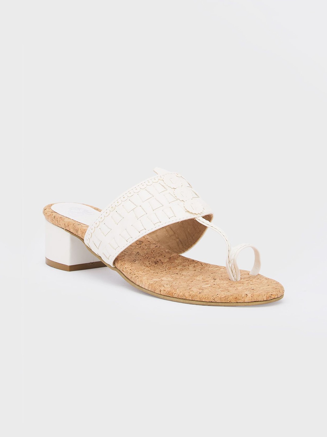 

Sole To Soul Textured Ethnic Block Sandals, White