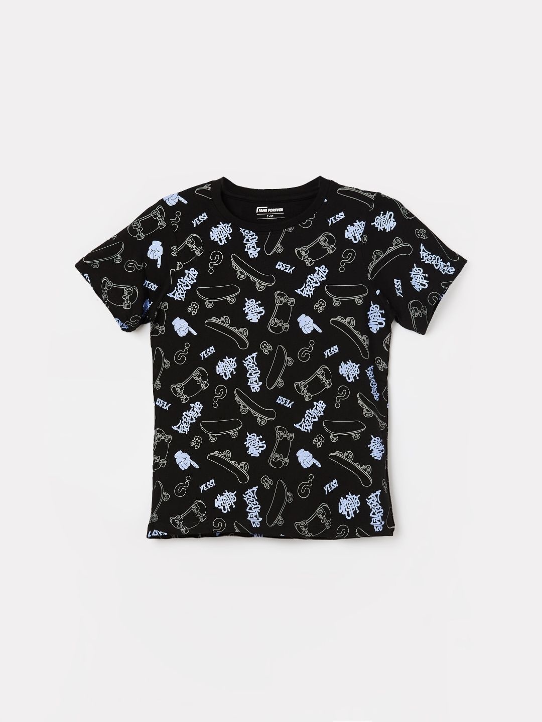 

Fame Forever by Lifestyle Boys Floral Printed Tropical Pockets T-shirt, Black