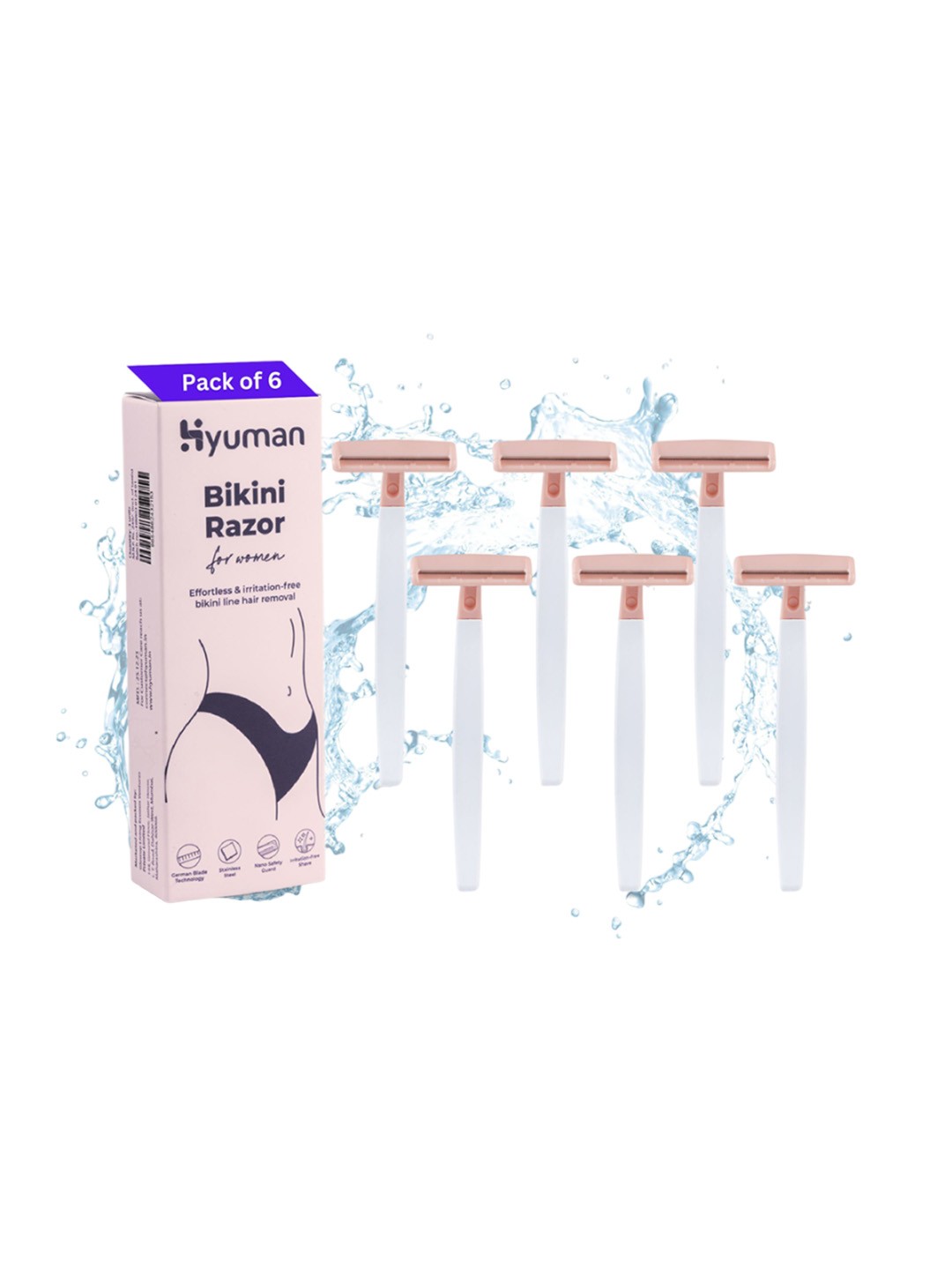 

HYUMAN Set Of 6 Bikini Razor, Peach