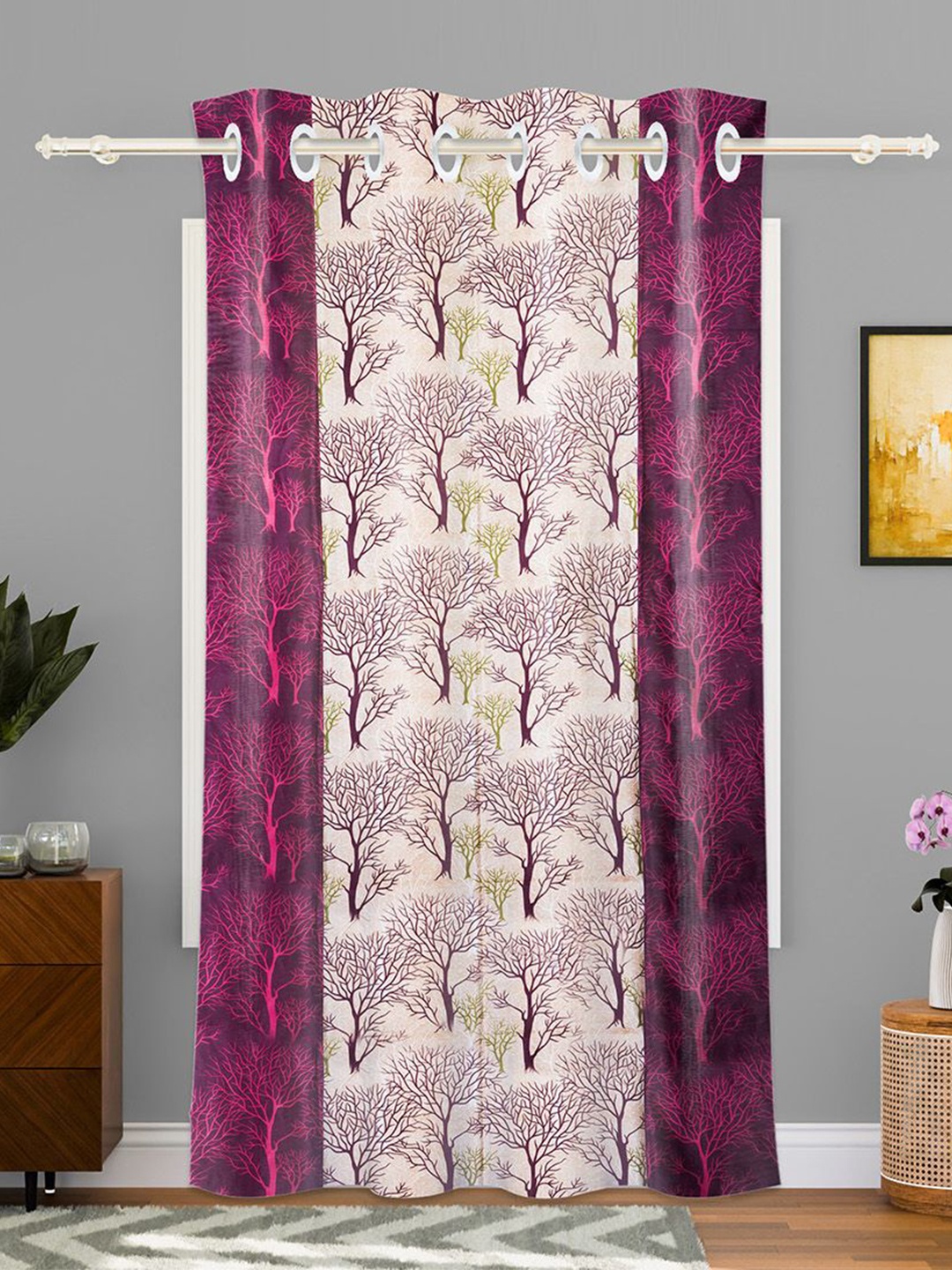 

Kuber Industries Purple & Beige Door Curtain