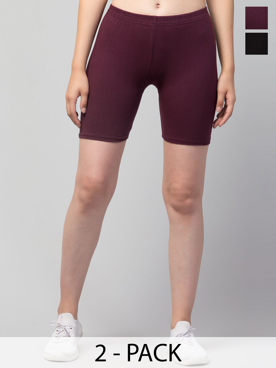 

ULLAS Women Pack Of 2 Skinny Fit Cycling Sports Shorts, Black