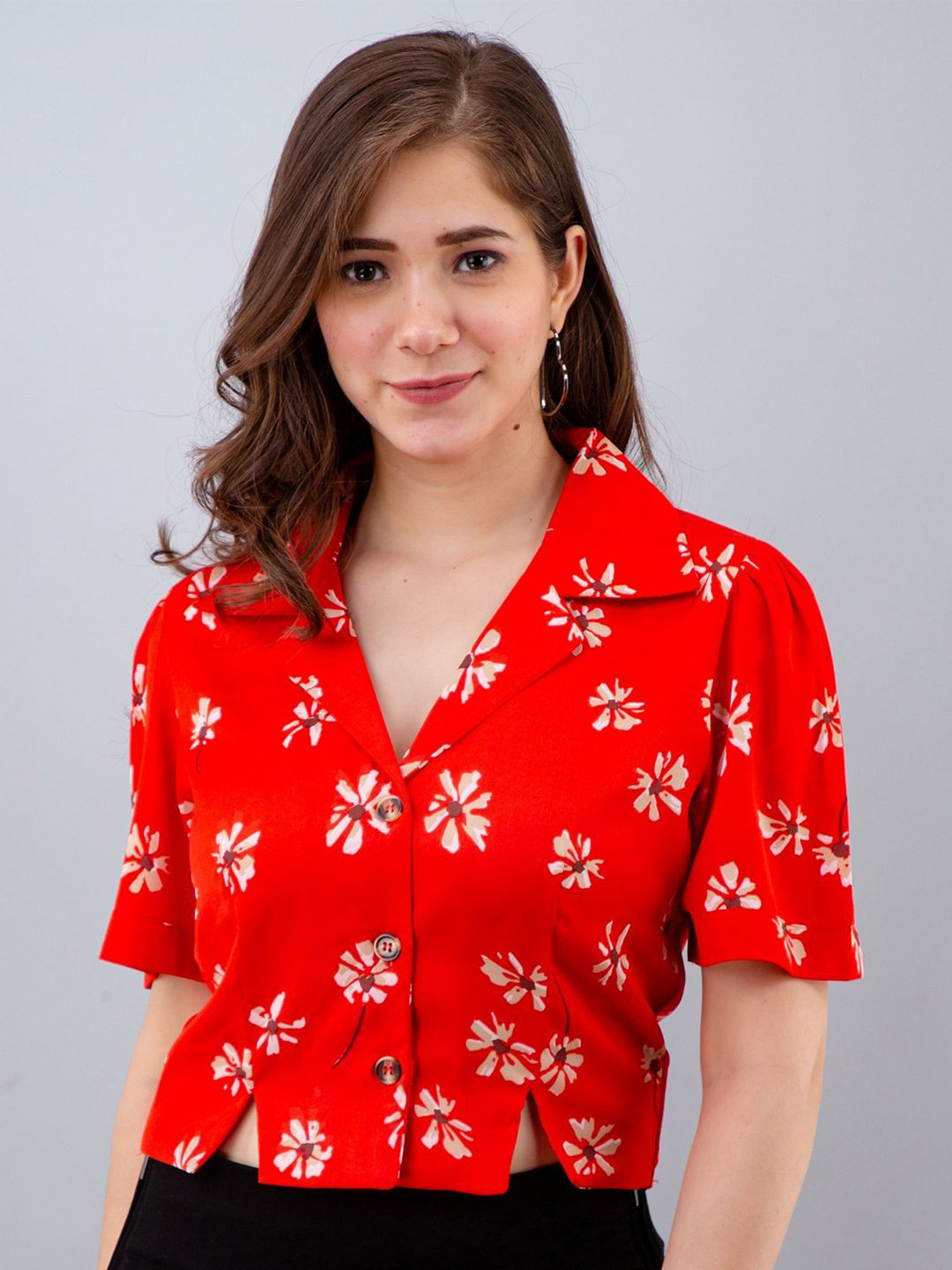 

all about you Floral Print Crop Top, Red