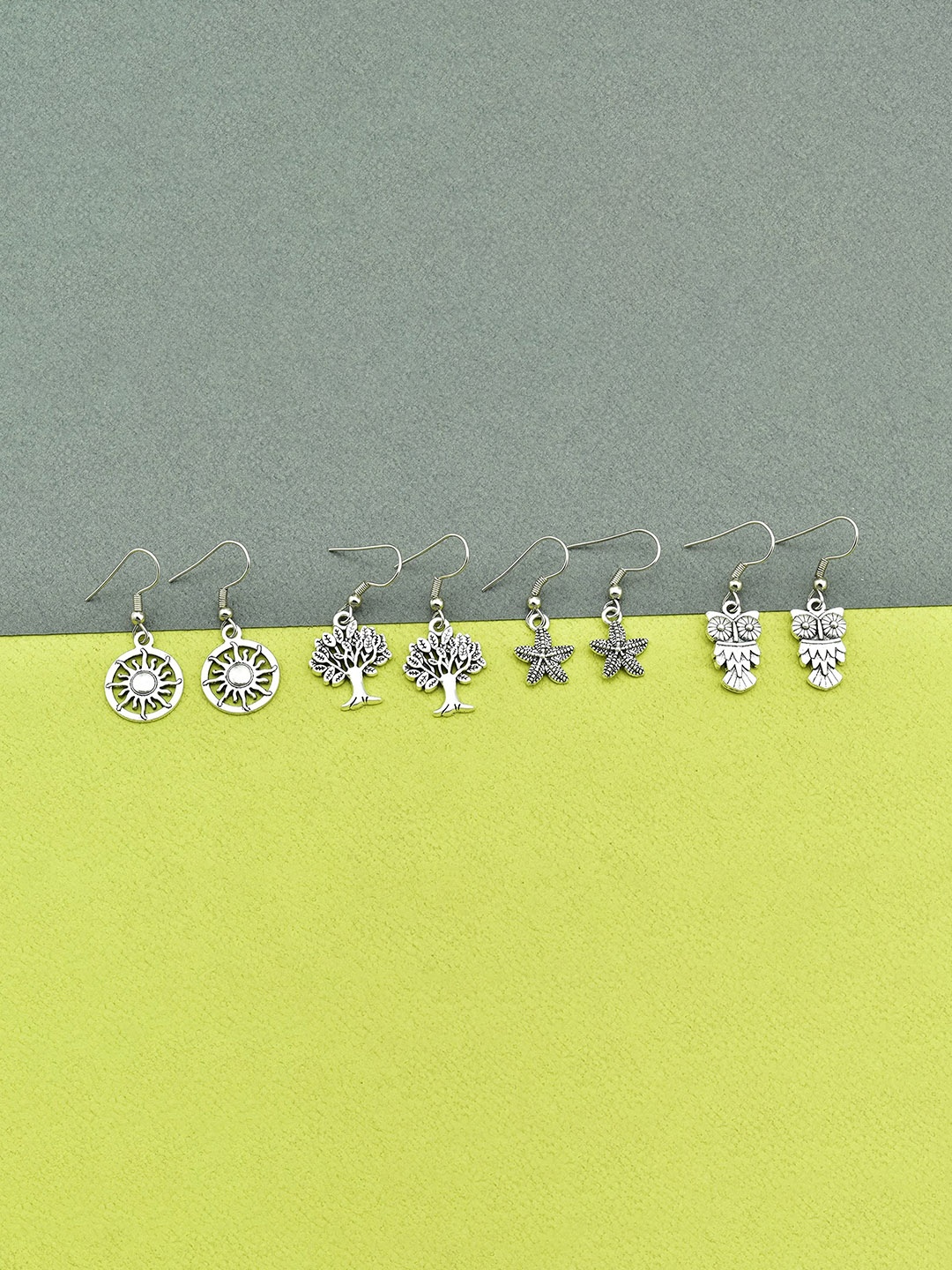 

HIGH TRENDZ Silver-Plated Oxidised Drop Earrings