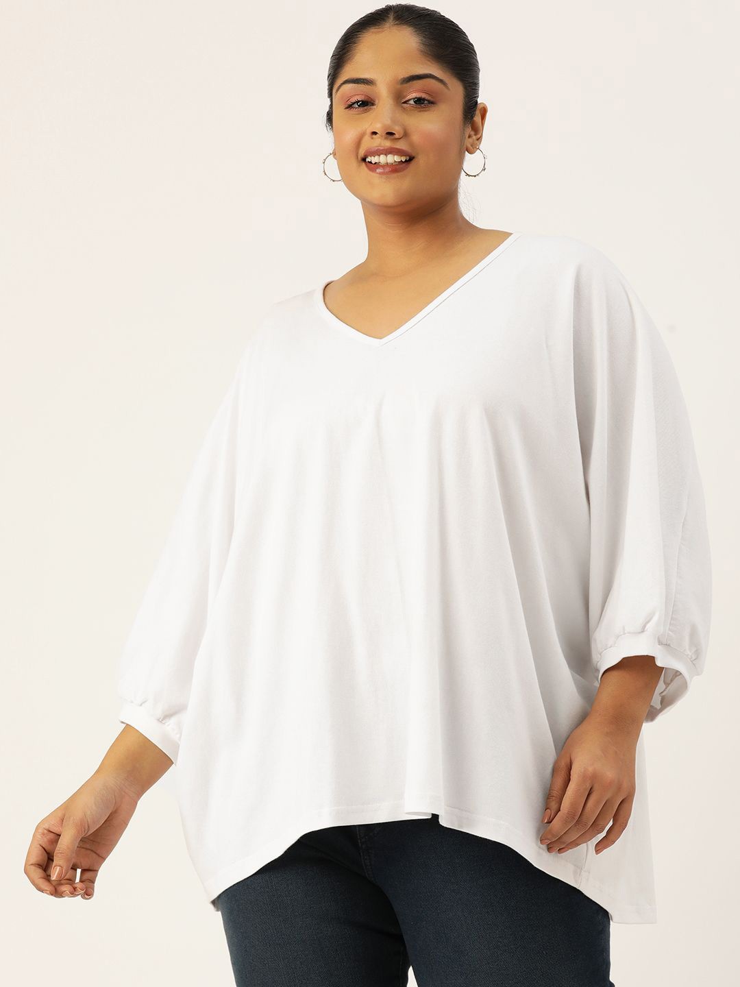 

theRebelinme Puff Sleeve Cotton Longline Top, White