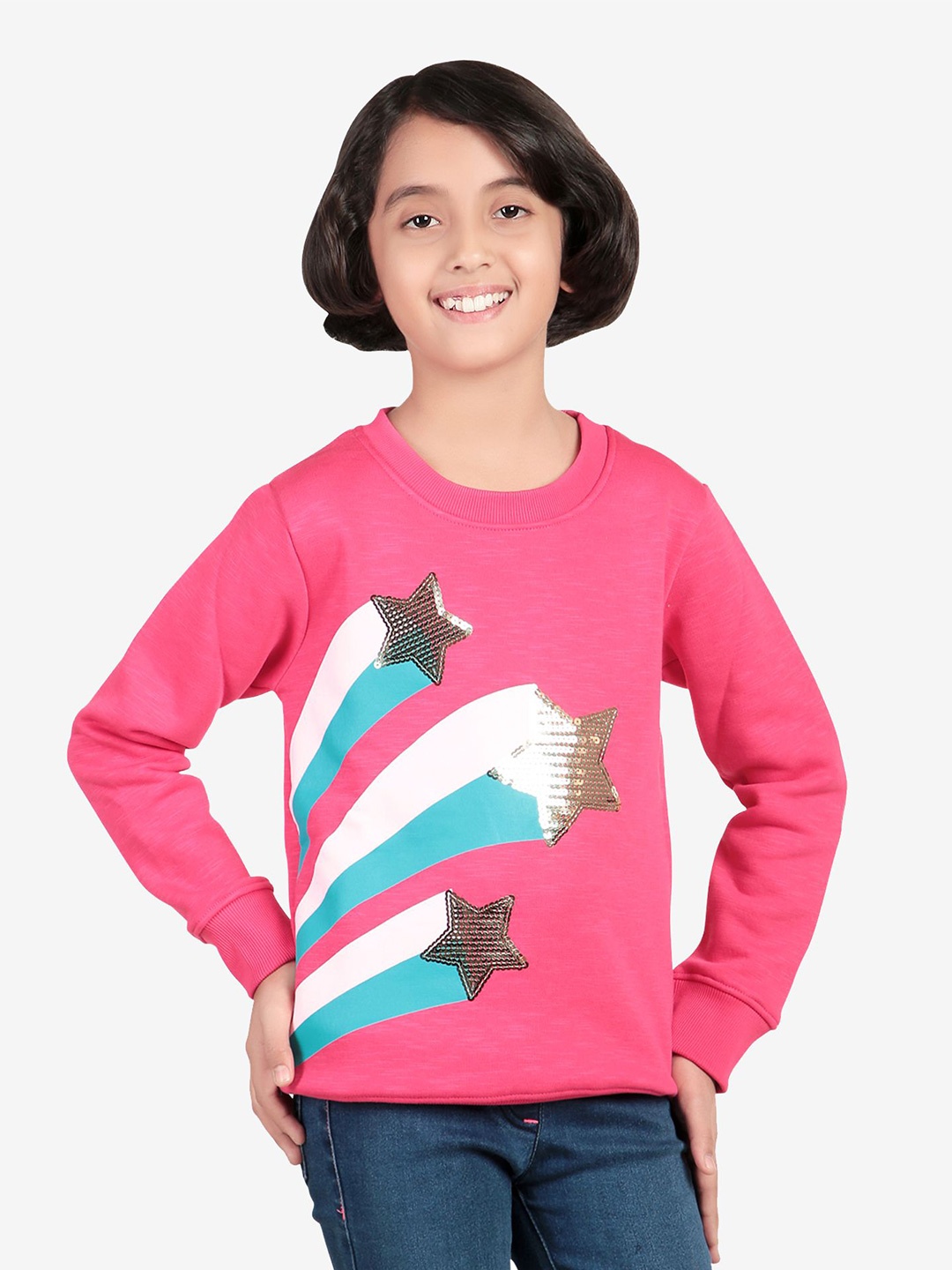 

Bodycare Girls Printed Sweatshirt, Pink