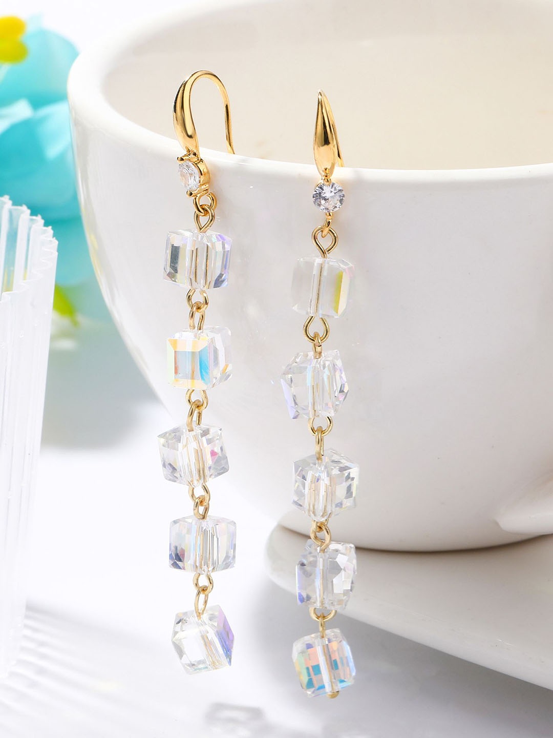 

StyleCast x Revolte Floral Drop Earrings, White
