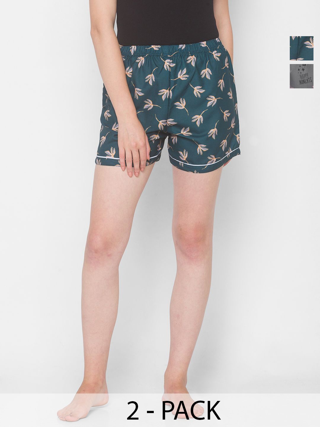 

FashionRack Women Pack of 2 Printed Lounge Shorts, Grey