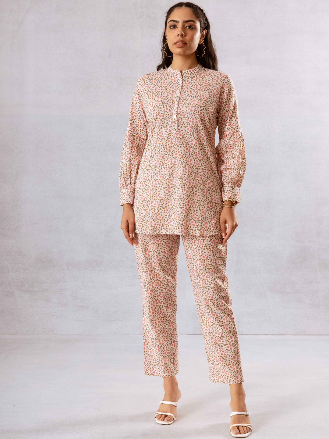 

HUKUM Printed Tunic With Trouser Co-Ords, White