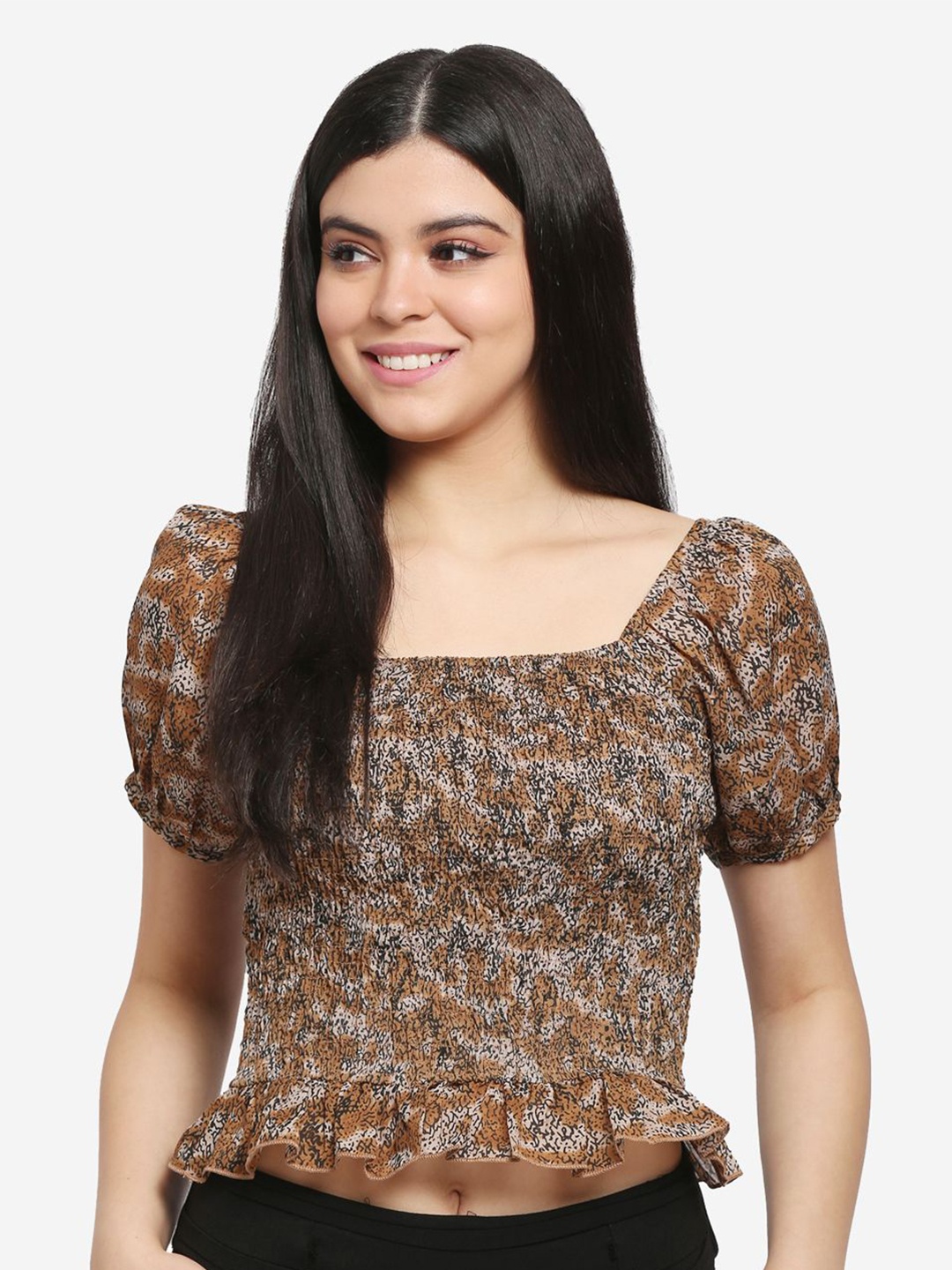 

all about you Animal Print Crop Top, Brown