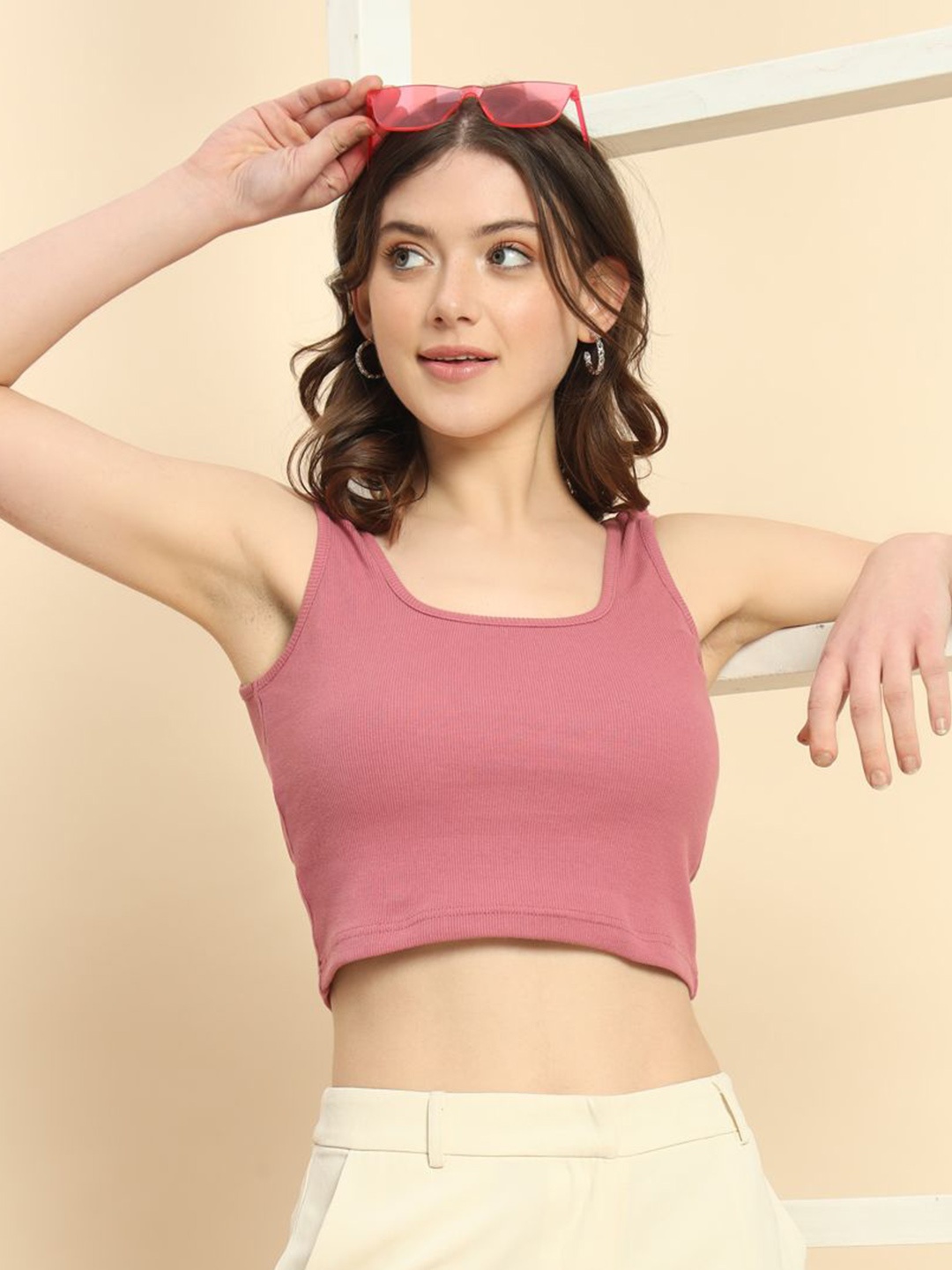 

BAESD Cotton Crop Top, Pink