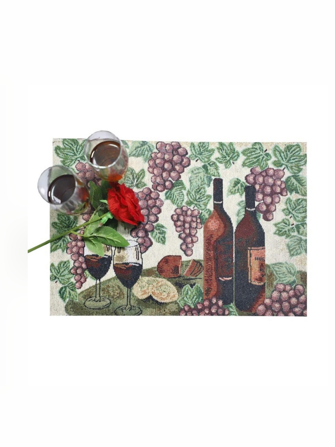 

PRAKARTIK Set of 4 Green & Brown Printed Christmas Cotton Dining Table Placemats