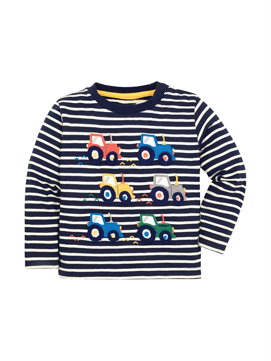 

LULU & SKY Boys Striped Round Neck Cotton T-shirt, Blue