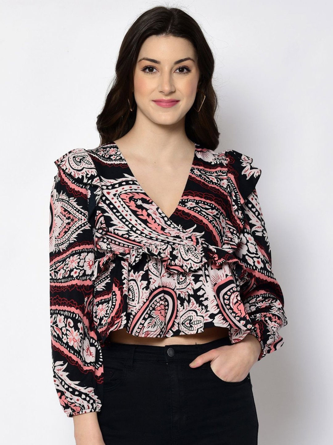 

all about you Print Puff Sleeve Blouson Top, Multi