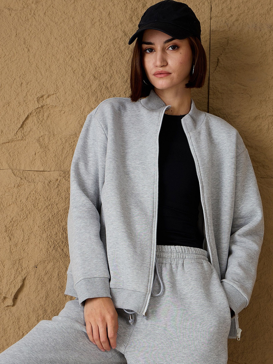 

SASSAFRAS Women Fleece Tailored Jacket, Grey