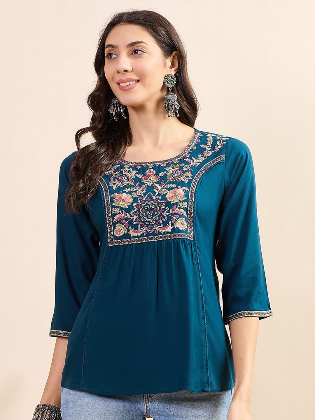 

Anouk Embroidered Top, Teal