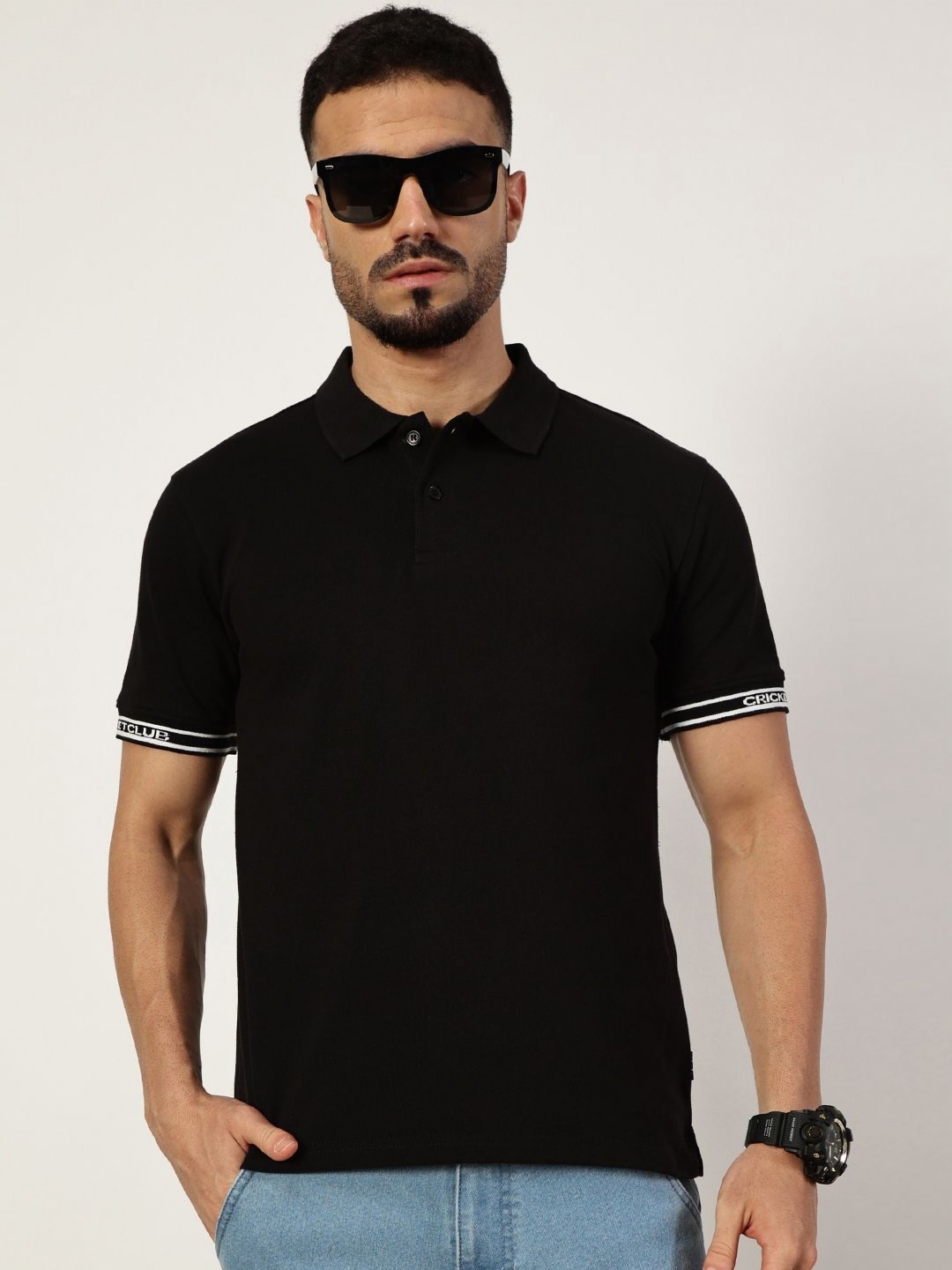 

Thomas Scott Men Polo Collar T-shirt, Black