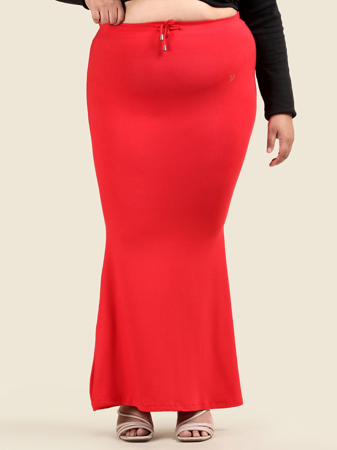 

TWIN BIRDS Plus Size Solid High Rise Mermaid Fit Stretchable Saree Skirt, Red