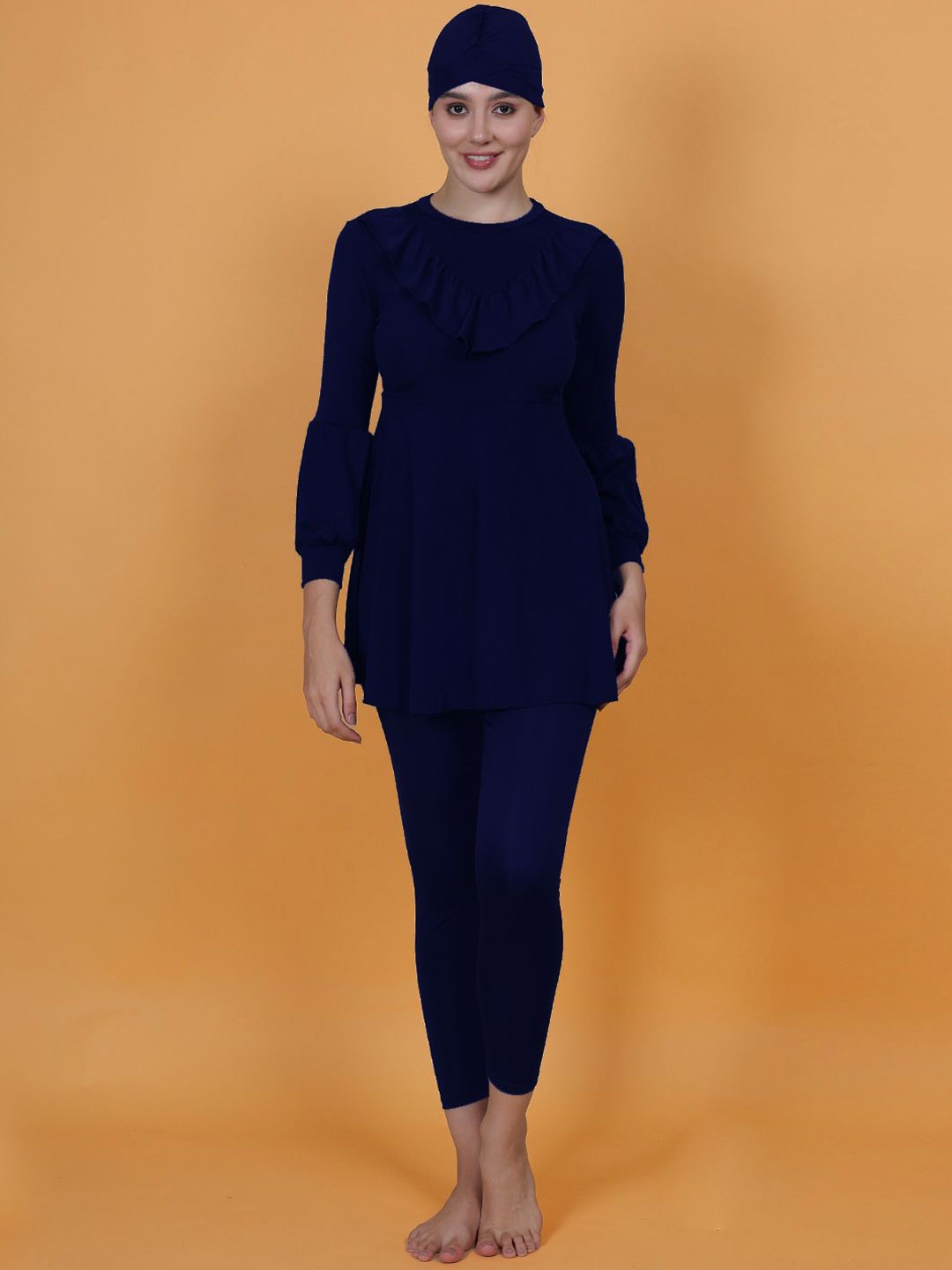 

N-Gal Long Sleeve Bodysuit With Tights & Head Cap, Navy blue