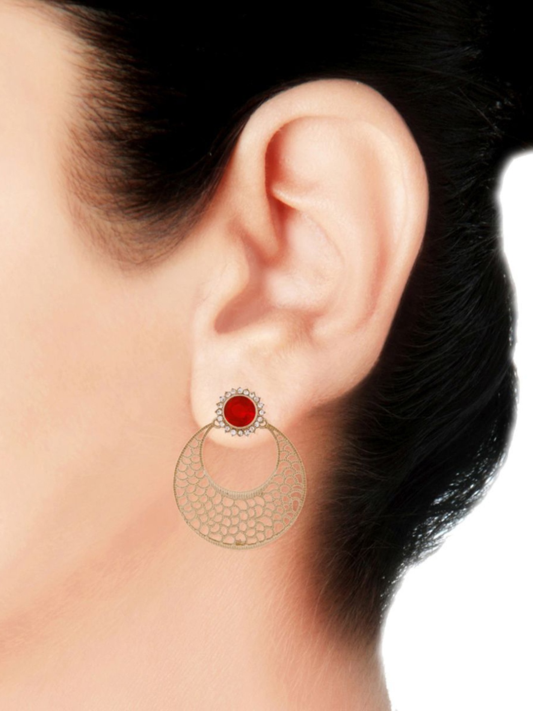 

ZIVOM Contemporary Chandbalis Earrings, Red