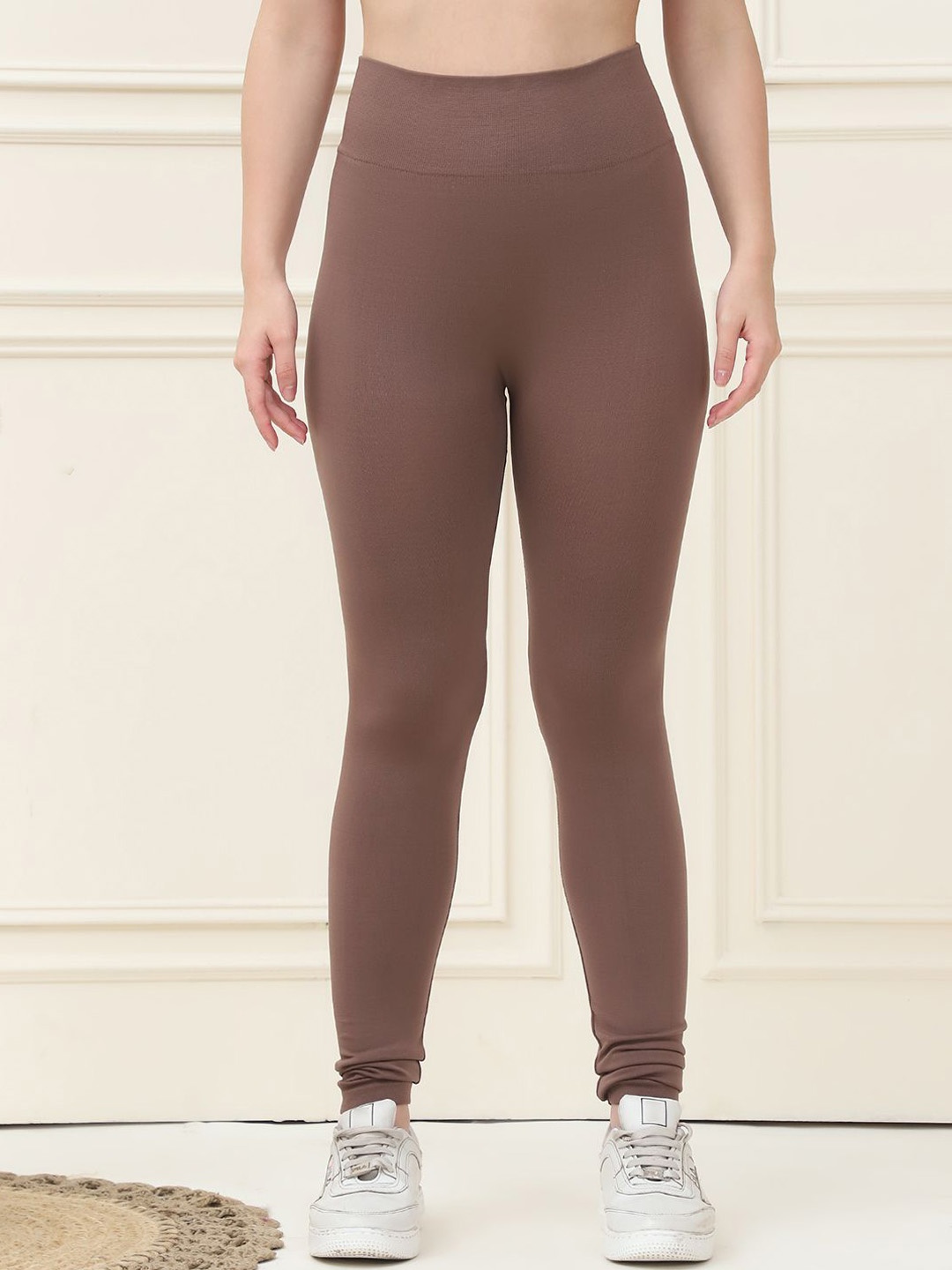

GRACIT Skinny Fit High Rise Gym Tights, Brown