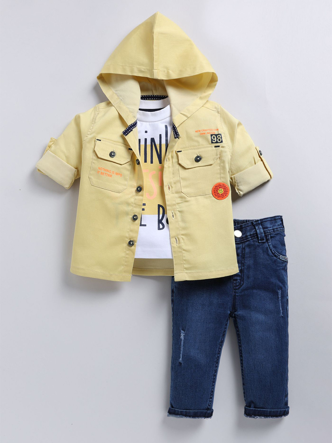 

LITTLE COLLARS Boys Coat with Trousers, Yellow