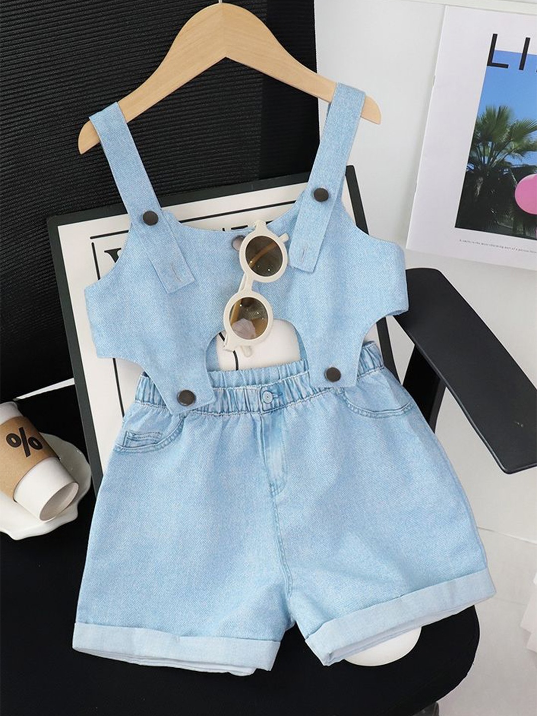 

LULU & SKY Straight Leg Dungaree, Blue