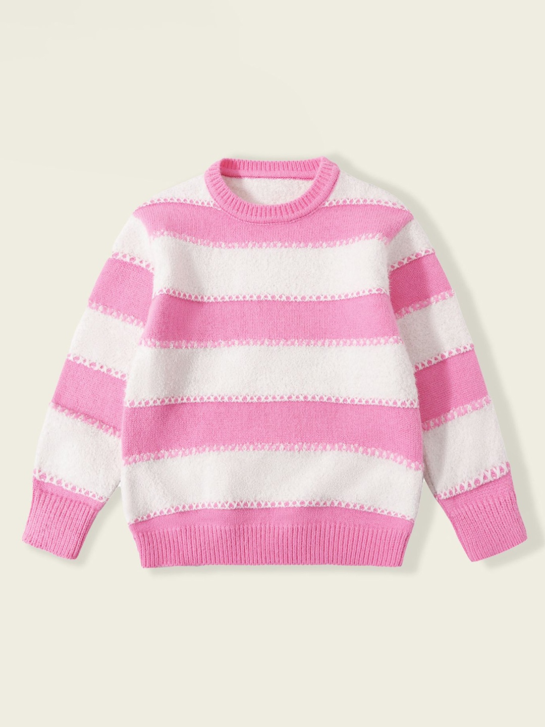 

LULU & SKY Girls Striped Sweatshirt, Pink