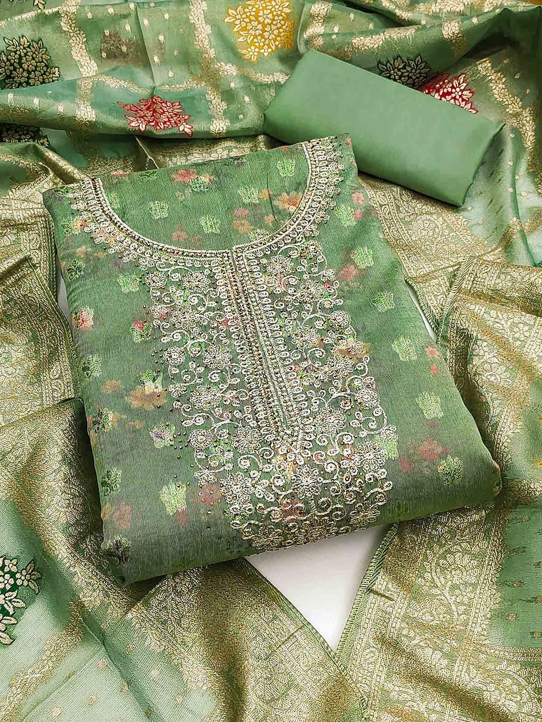 

Peachmode Unstitched Dress Material, Green