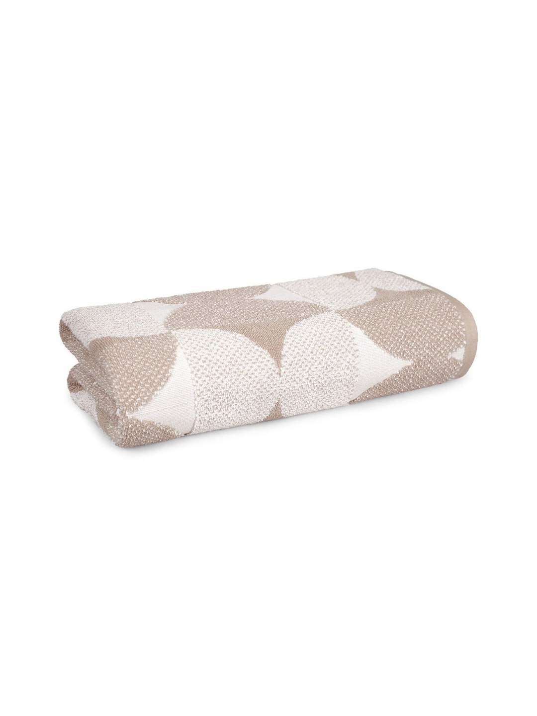 

MYTRIDENT Beige & Off White Printed Cotton 600 GSM Bath Towel