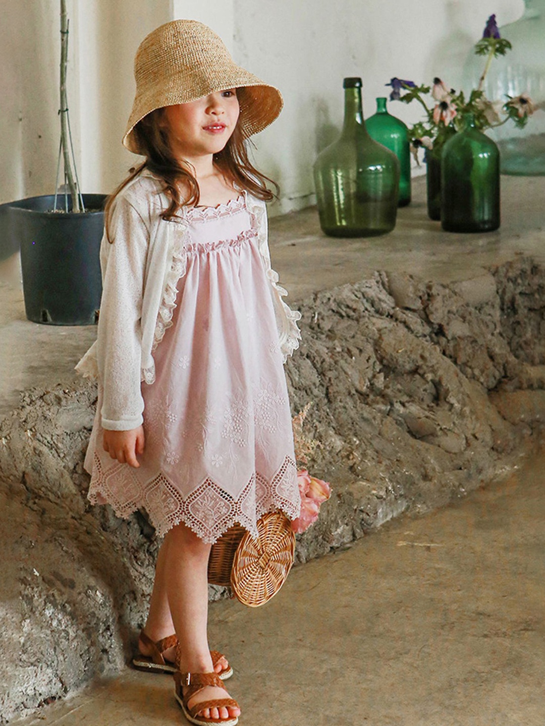 

LULU & SKY Tie-Up Neck A-Line Dress, Pink