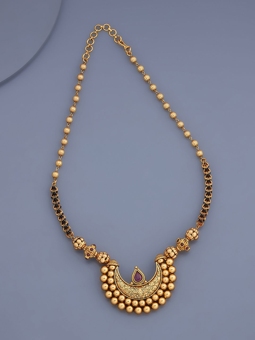 

Kushal's Fashion Jewellery Gold-Plated Ruby Stone Studded & Beaded Mangalsutra