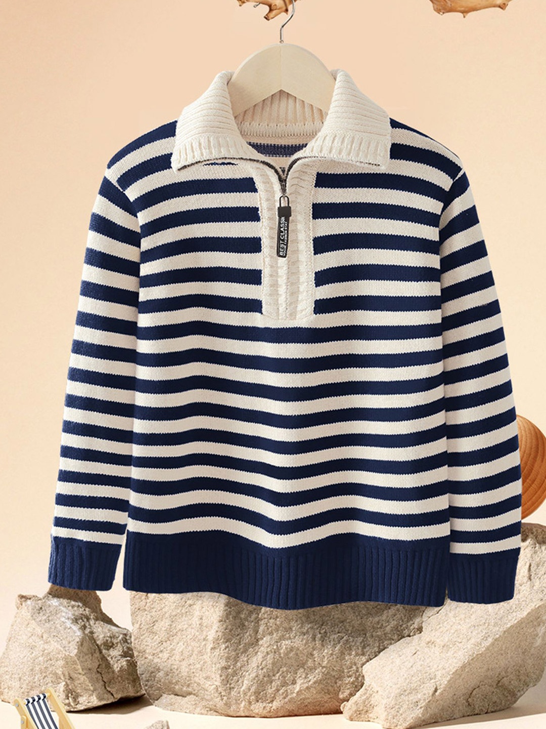 

LULU & SKY Boys Striped Sweatshirt, Blue