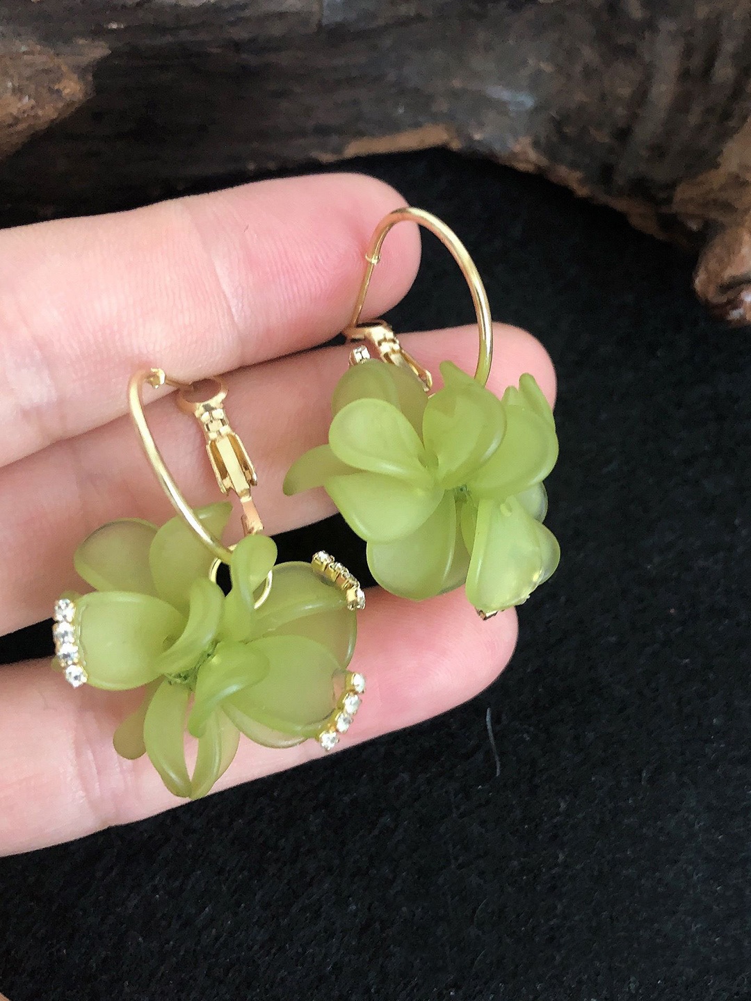 

StyleCast x Revolte Floral Half Hoop Earrings, Green