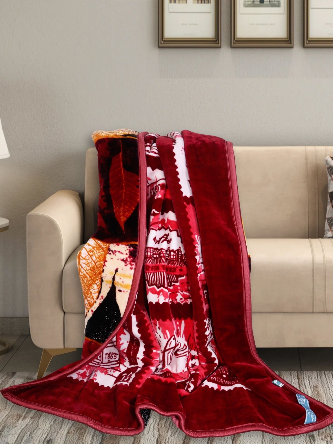 

MAGICAL Maroon & Red Checked Mink 500 GSM Double Bed Blanket