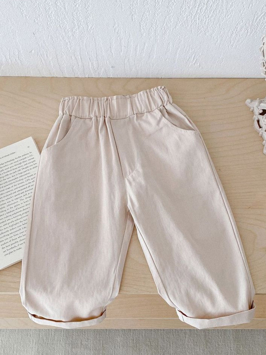 

LULU & SKY Girls Straight Fit High-Rise Trousers, Beige