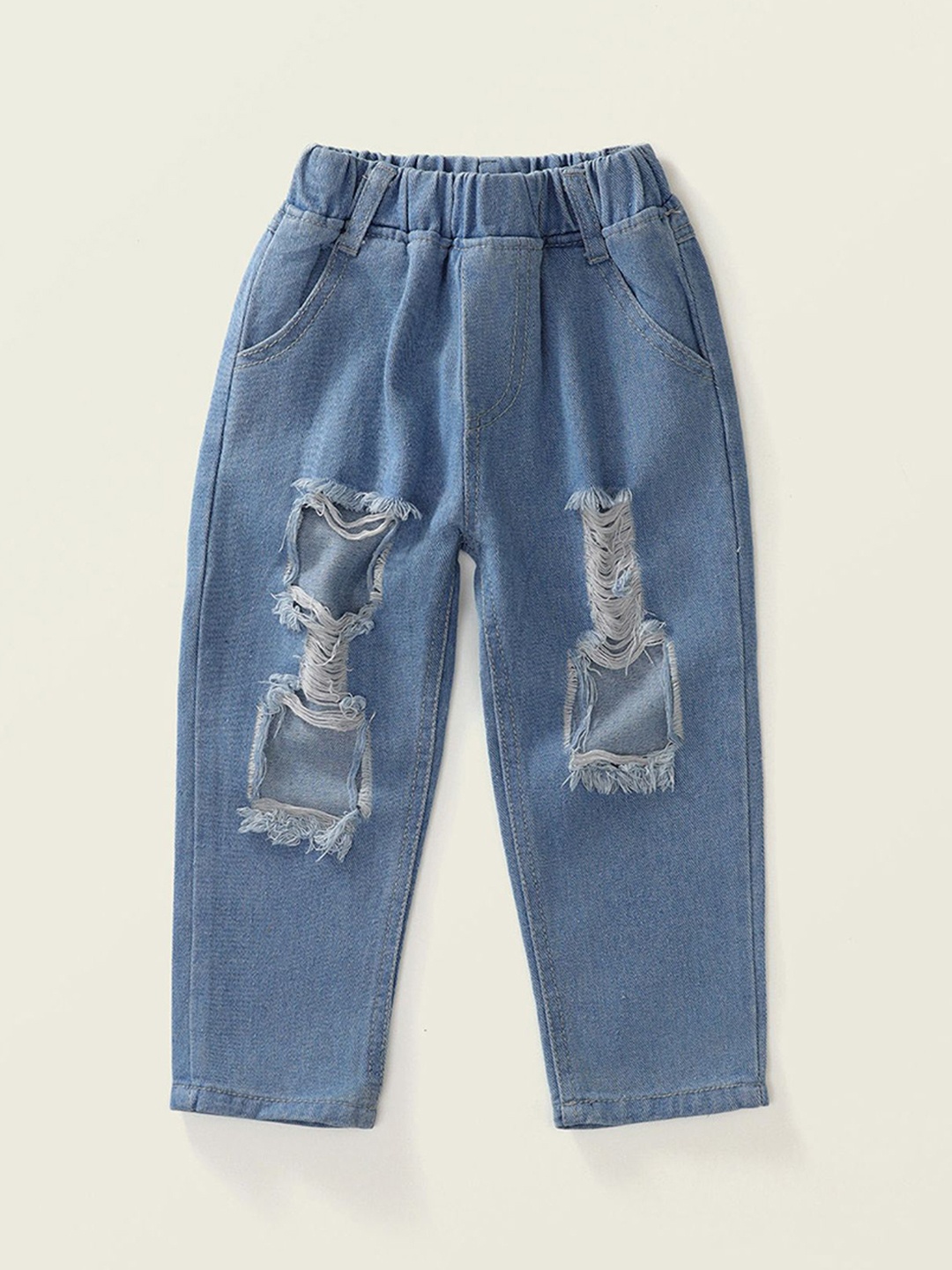 

LULU & SKY Girls High-Rise Mildly Distressed Jeans, Blue