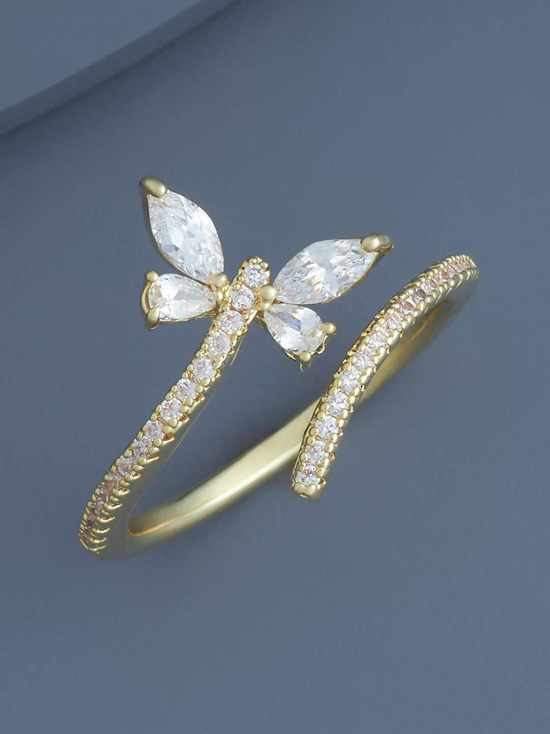 

Kushal's Fashion Jewellery Gold-Plated CZ Studded Finger Ring