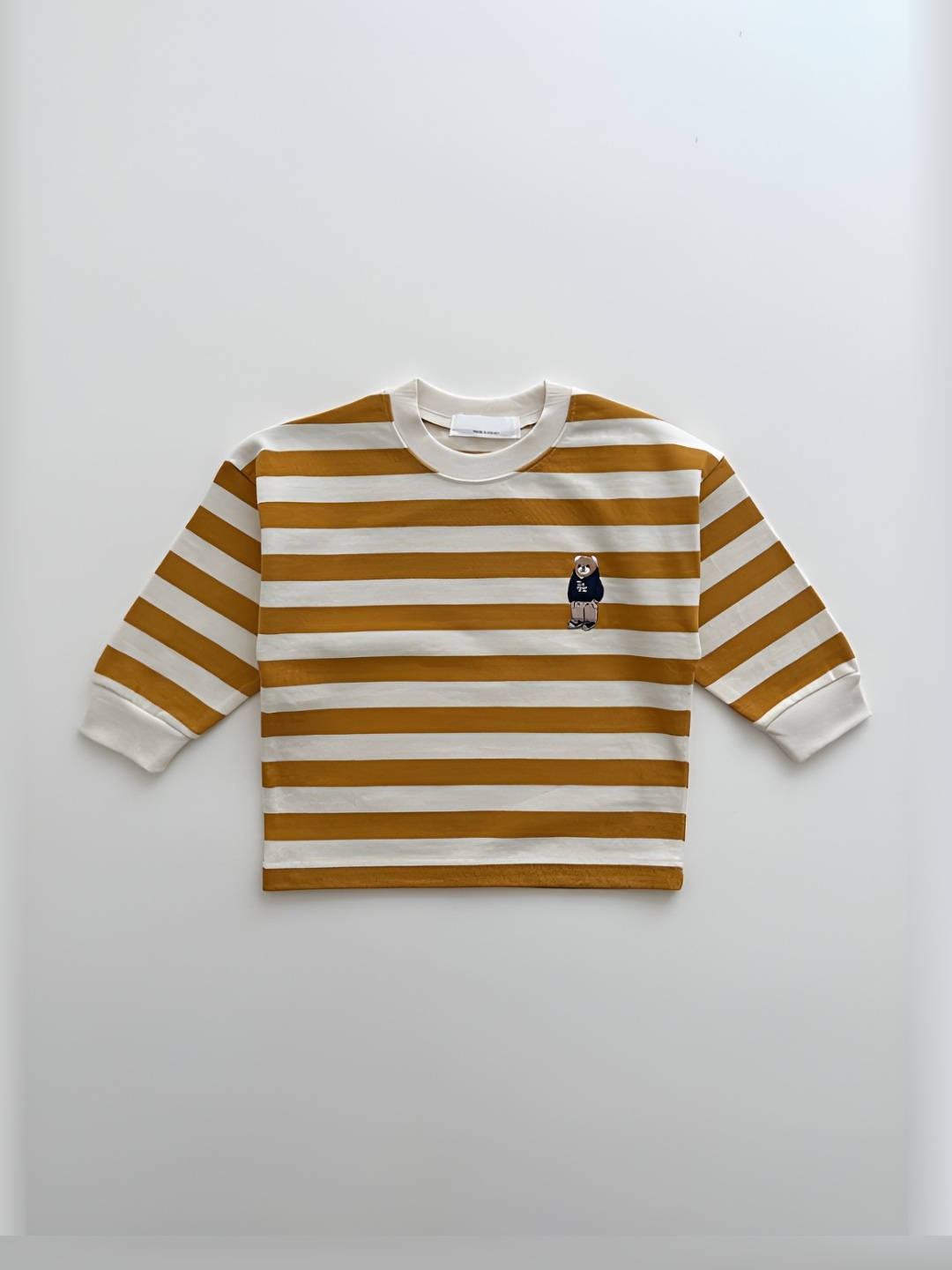 

LULU & SKY Girls Striped Round Neck Cotton T-shirt, Yellow